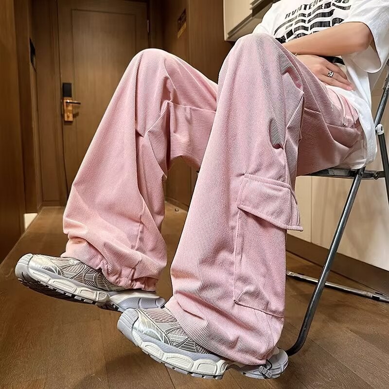 Japanese Style Retro Overalls For Men And Women In Spring Heavy Corduroy Pants High Street Trendy Casual Loose Wide Leg Trousers - Image 2